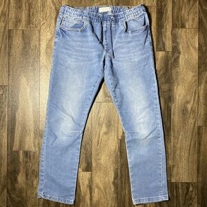 Free Planet Jeans Men's 32x30 Blue Pull-On Denim Elastic Waist Articulated Knee